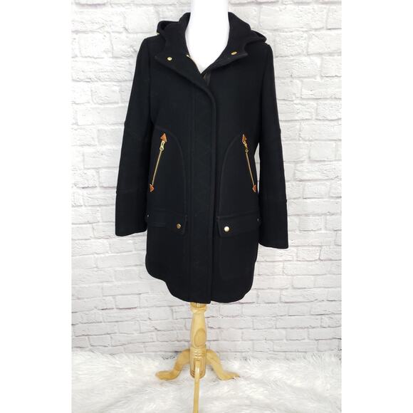 J. Crew Chateau Parka in Italian Stadium-cloth Wool Black Size 6 - Picture 1 of 14